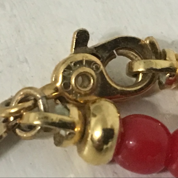 80s Vintage Monet Red Blue Gold Beaded Necklace - Picture 6 of 8